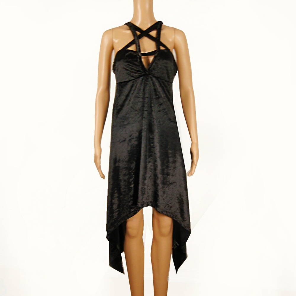 NWT Killstar Magi Goth Punk Velvet Pentagram Skater Dress Black